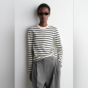 COS Black And White Striped Cotton Breton Top M